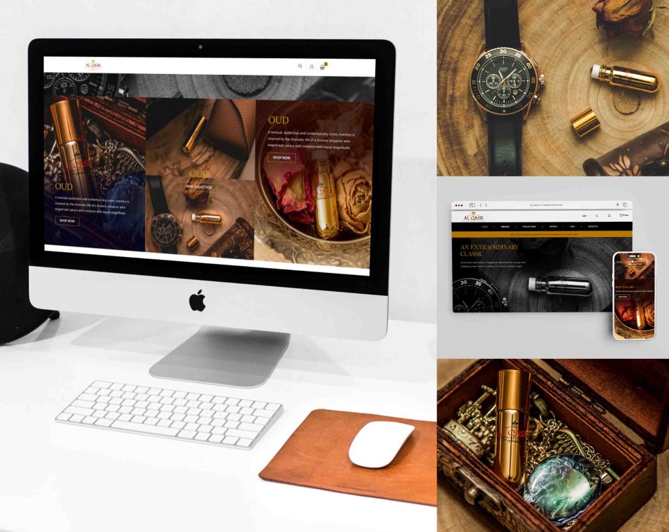 Perfume shop website design and professional photographs display