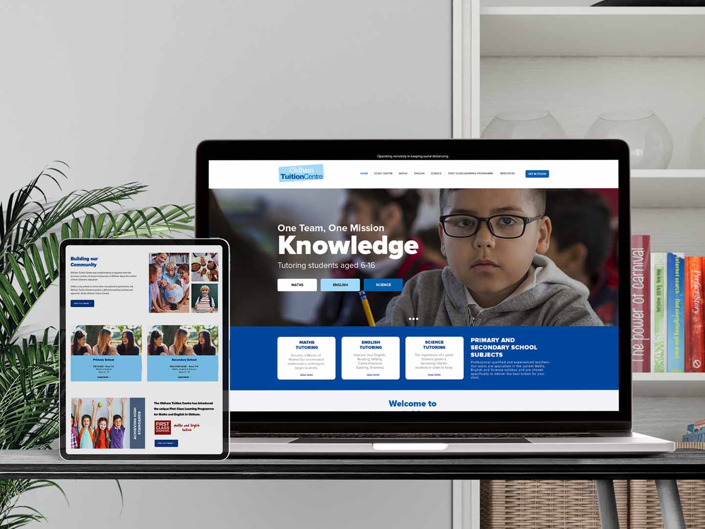 Oldham Tuition Centre Website Design display on laptop and tablet