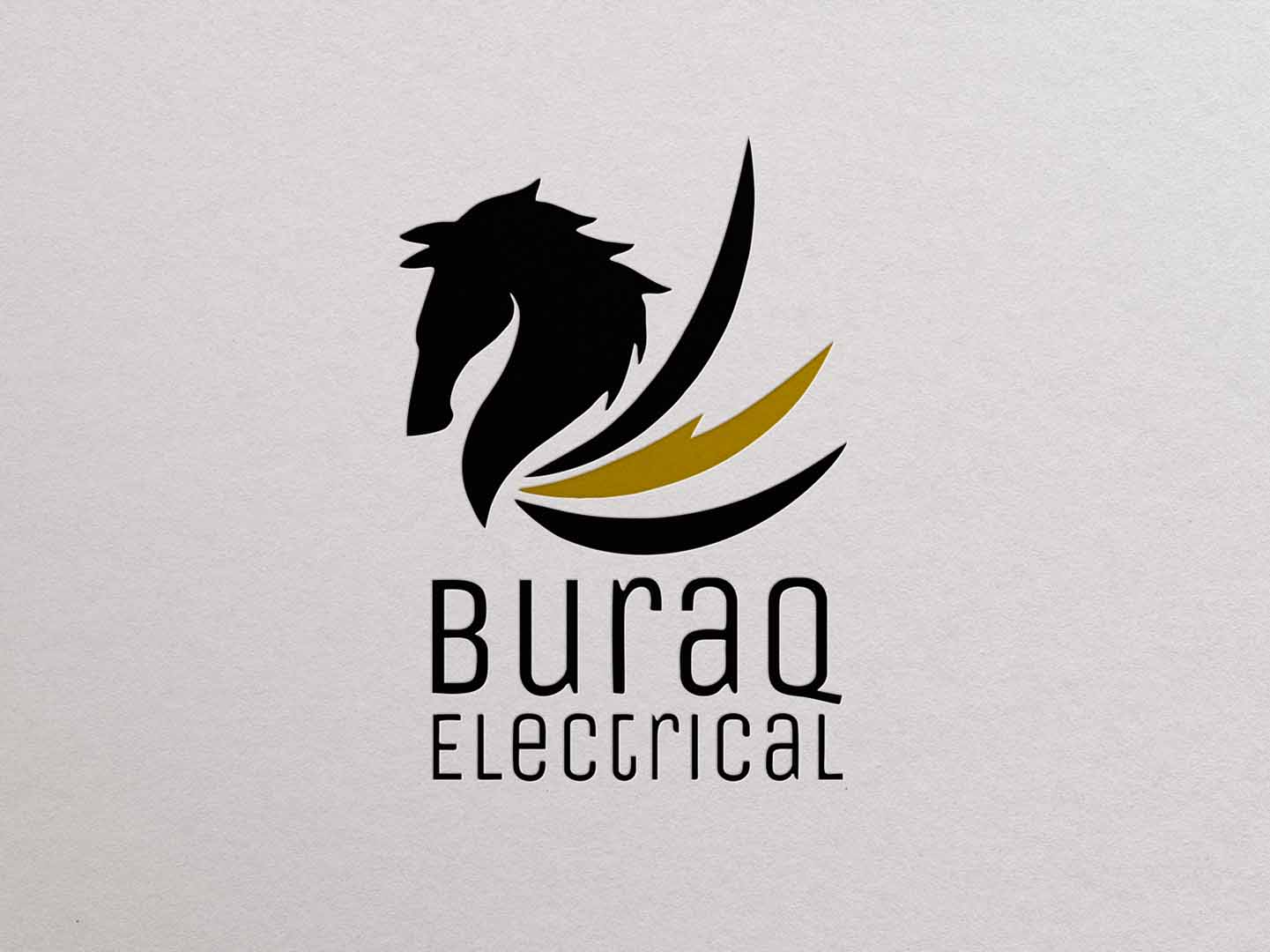 horse with lightning elements logo for Buraq Electrical
