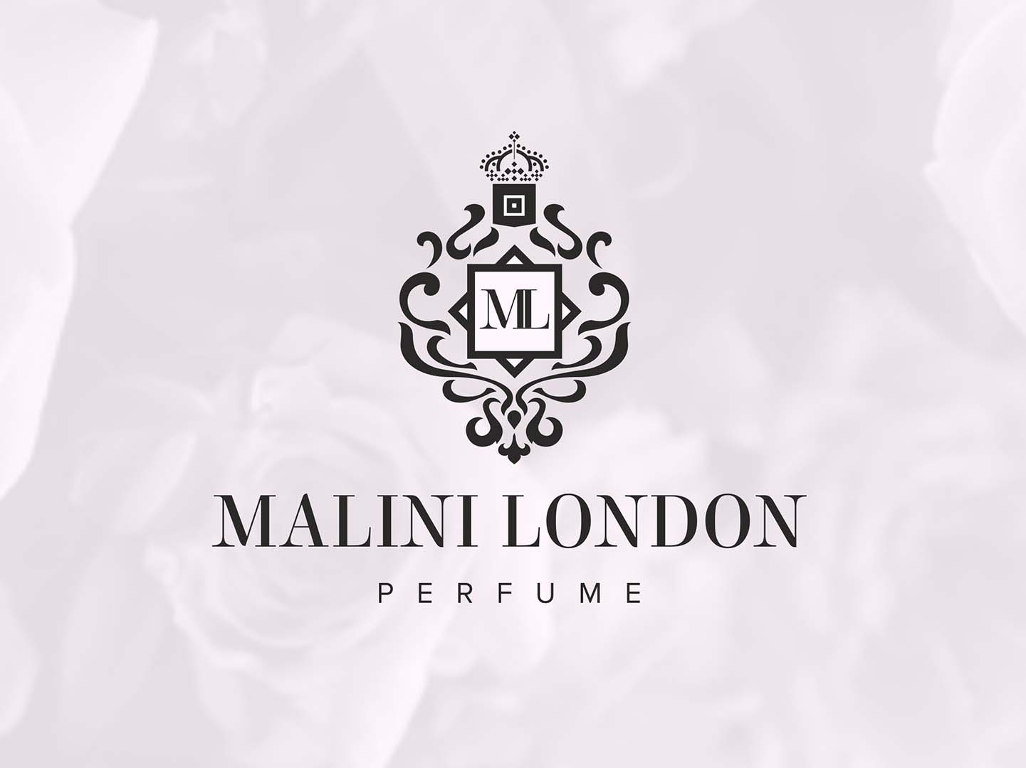 decorative fine line abstract perfume bottle logo for Malini London
