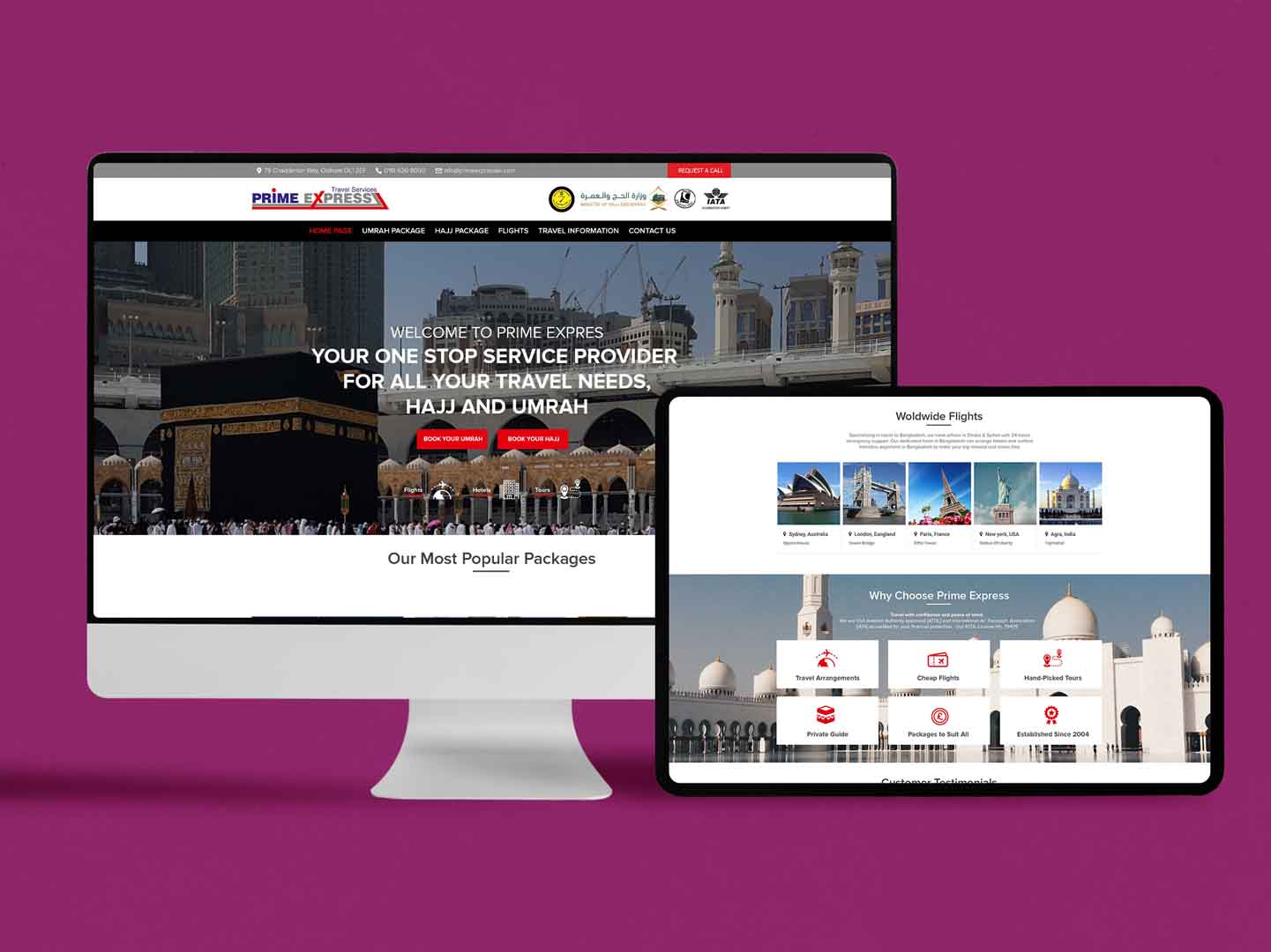 Prime Express travel agency website design