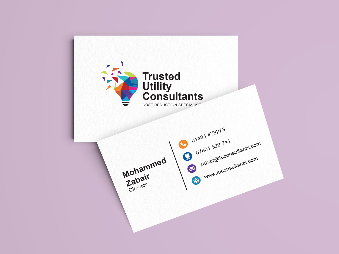 Simple business cards for trusted utility consultants