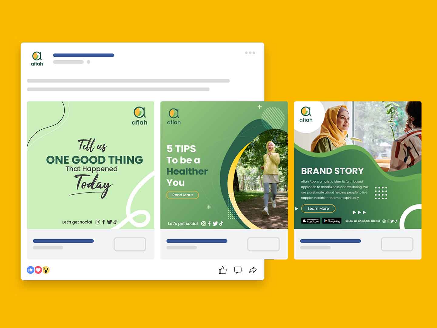 Green social media template designs for Afiah