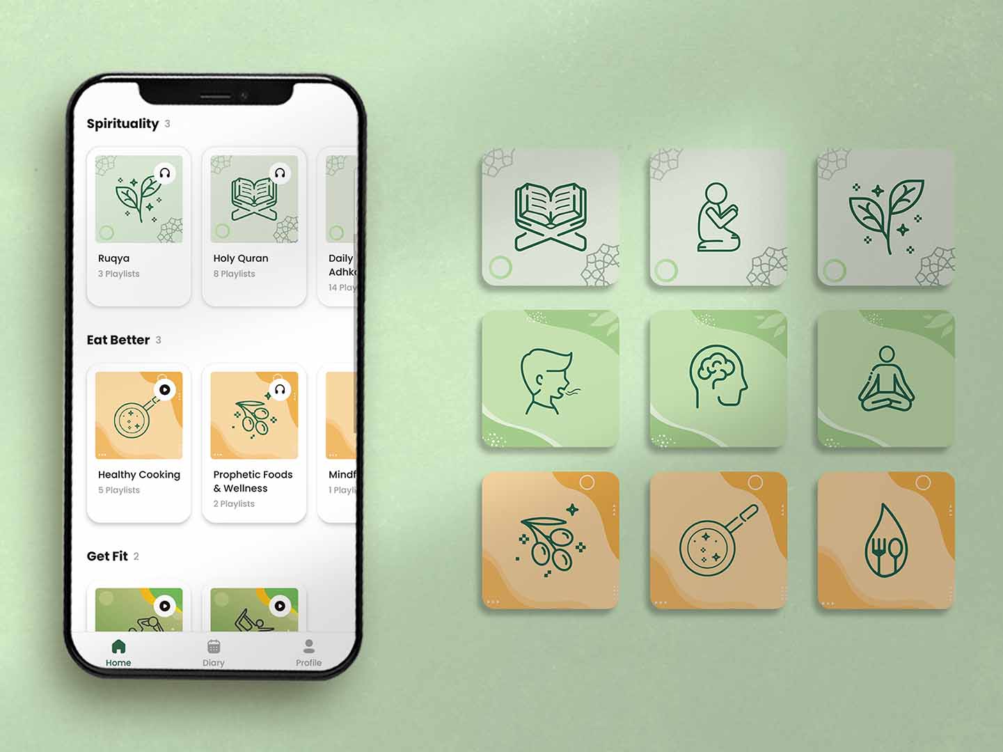 Illustrative icon design for mental health app